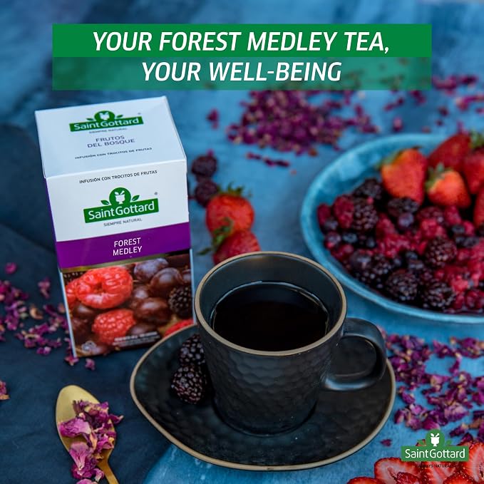 Forest Fruits Saint Gottard Premium Herbal Tea – Natural Antioxidant Botanical Blend for Cleanse & Digestive Support – 40 Tea Bags – Naturally Low in Caffeine – Pure Herbs, Fruity