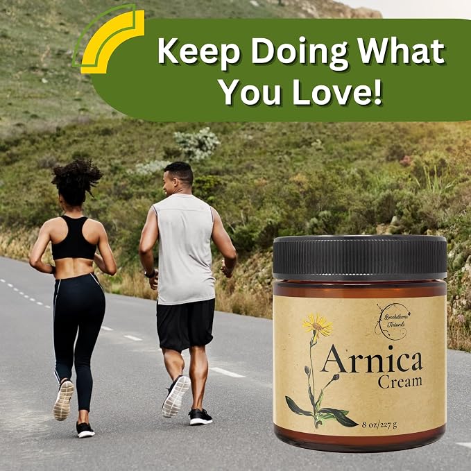 Brookethorne Naturals Arnica Cream | Arnica Montana Massage Lotion | Enriched with Shea Butter, Aloe Vera & Essential Oils | Paraben Free, Made in USA | Large 8oz Jar