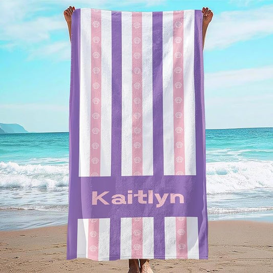 JML Custom Beach Towel with Name, Personalized Microfiber Beach Towel with Name, Large, Soft, Quick Dry & Absorbent for Swim, Pool,Adult,Summer Holiday,Vacation,Travel,Gift for Anniversary, Birthday