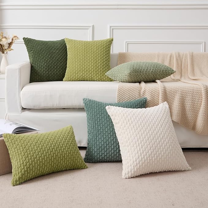 Kevin Textile Soft Corduroy 16"x24" Lumbar Pillow Cover 1 Pack, Teal Green | Boho Stripe Plush Corduroy Decorative Oblong Cushion Cover Modern Farmhouse Home Decor for Sofa Couch Bed Chair