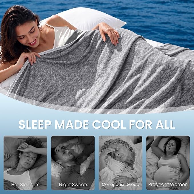 Cooling Blanket Throw 50"x70" for Hot Sleepers Summer Blanket | Absorbs Heat Cold Summer Blanket for Night Sweats & Menopause Q-Max>0.5 Lightweight Breathable Soft Double-Side Cooling
