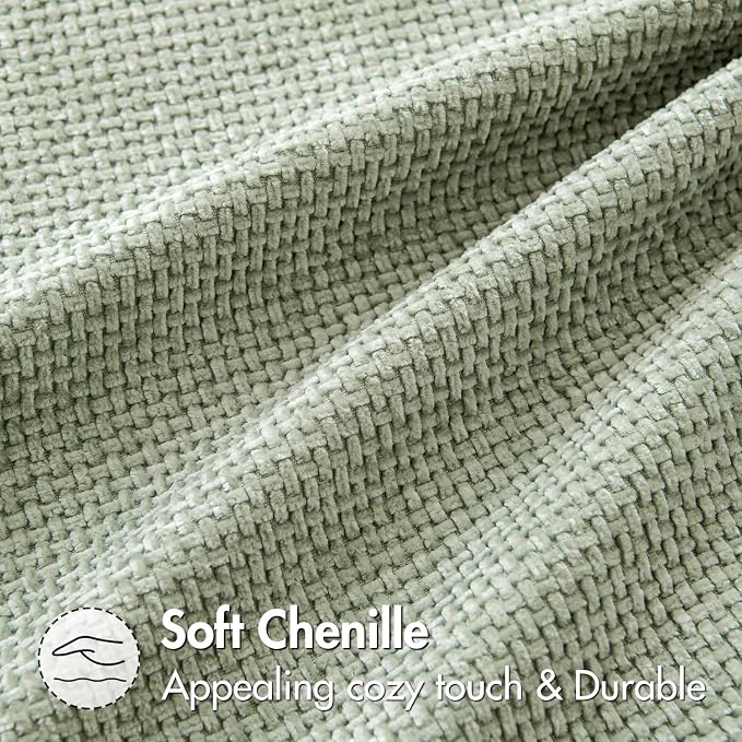 MIULEE Decorative Couch Throw Pillow Covers 20x20 Inch Light Green 2 Pack | Modern Boho Accent, Soft Chenille Pillow Covers, Farmhouse Cushion Cases for Home Decor Bed Sofa Living Room