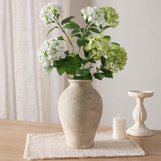 Ceramic Flower Vase Home Decor, 9 in Farmhouse Table Vases Rustic Vintage Living Room Kitchen Bedroom Pottery Decorative Vases for Flowers House Book Shelf Office Coffee Desk Dining Entryway, Retro
