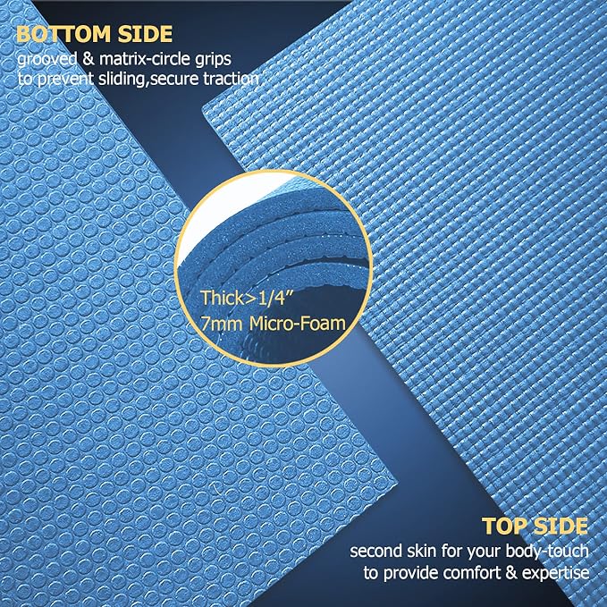 GXMMAT Large Yoga Mat 6'x4'/6'x6'/7'x5'(7mm/9mm), Extra Thick Workout Mats for Home Gym Flooring,Ultra Comfortable Non-Slip Quick Resilient Barefoot Wide Exercise Mat for Pilates,Stretching,Meditation