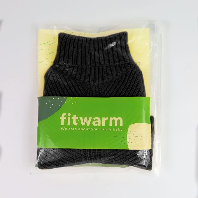 Fitwarm Dog Turtleneck Sweater, Thermal Knitted Pet Coat, Dog Winter Clothes for Small Dogs, Cat Apparel, Black, XXL