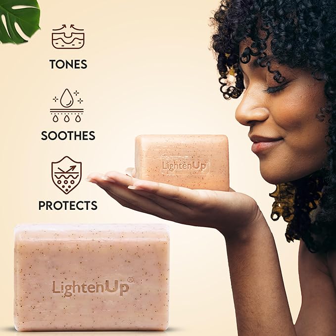 OMIC LightenUp, Exfoliating Soap - 200g / 7fl oz - Skin Brightening Soap, Cleansing Bar, Formulated to Fade Dark Spots, with Apricot, Glycerin, Coconut Oil
