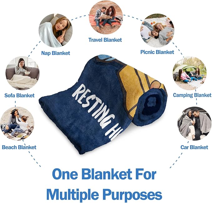 Funny Birthday Gift for Dad Husband, Dad is Not Sleeping Blanket | Dad Gifts from Daughter Son, Super Soft Throws Blanket for Couch and Napping, 60" x 80" (Blue)