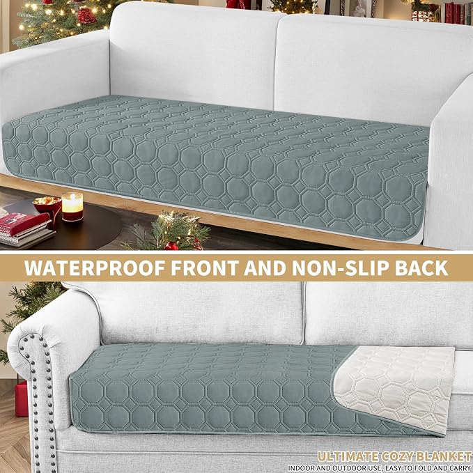 ZNSAYOTX Ultimate Cozy Blankets (30"x53") 100% Waterproof Sofa Mat Blanket for Dog Pets, Bed Couch Protector with Non-Slip Back Washable Durable, Pee Scratch Proof Easy to Clean (Dark Grey)