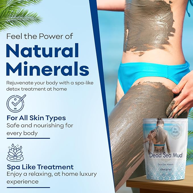 Dead Sea Mud Body Mask, Black Clay Treatment, Natural Minerals Deep Cleansing Mask (20.4 oz)