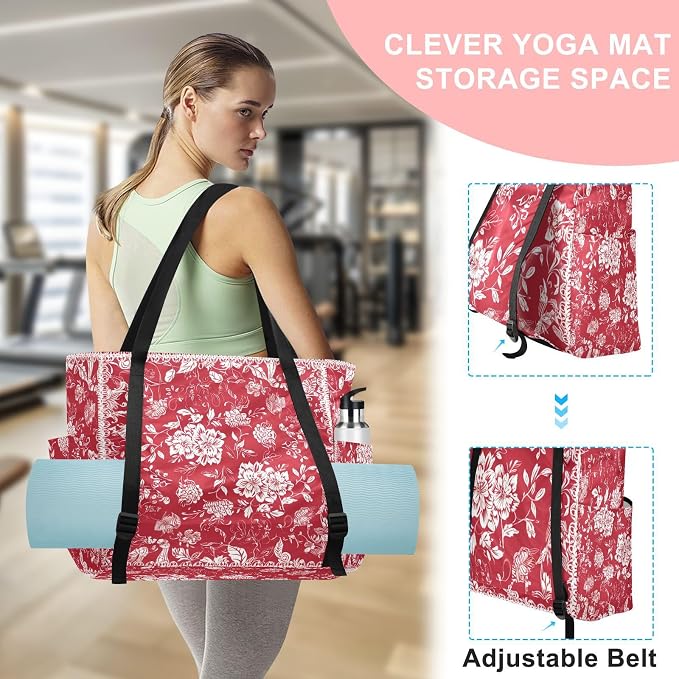 MCHIVER Yoga Bag for Women Men Large Yoga Mat Bag with Adjustable Strap Workout Bags Totes for Pilates Yoga Travel