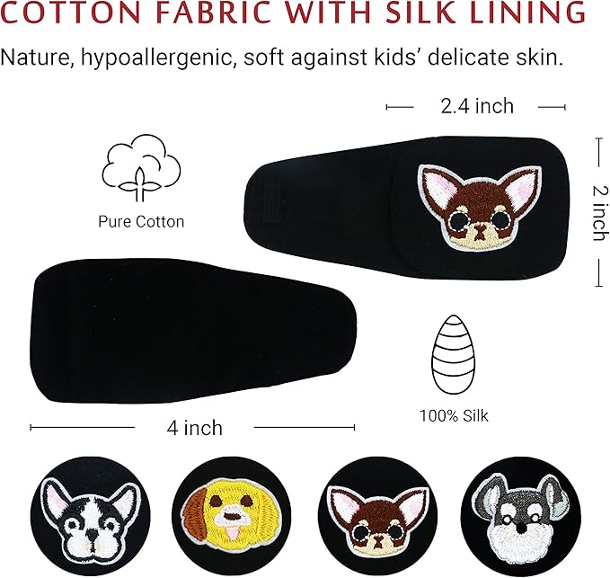 Astropic Cotton & Silk Eye Patch for Kids Glasses (Right Eye, Chihuahua)