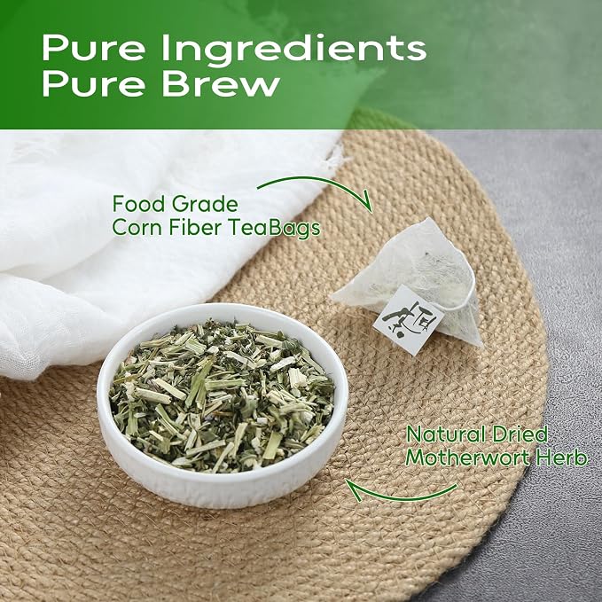 FullChea - Motherwort Tea Bags, 40 Count, Dried Motherwort Herb | Premium motherwort herbal tea, non-GMO, caffeine-free, perfect for a calming natural wellness tea break