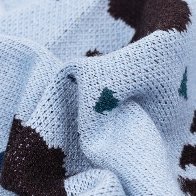 Fitwarm Polar Bear Dog Jacquard Sweater, Cozy Winter Clothes for Small Dogs Boy Girl, Knitted Pet Outfit, Light Blue, Black, Medium