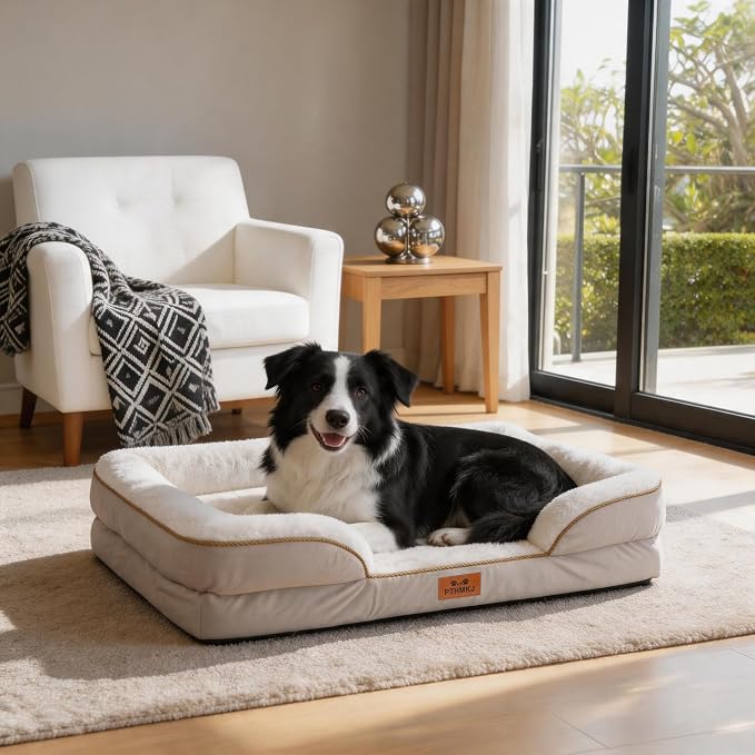 Orthopedic Dog Beds Large Sized Dog, Memory Foam Dog Bed Couch, 36"L | Dual-layer Foam Mat, Washable Cover&Waterproof, Contoured Bolster Design, Indoor&Car Truck, Pet Bed for Dogs Cats Up to 50lbs