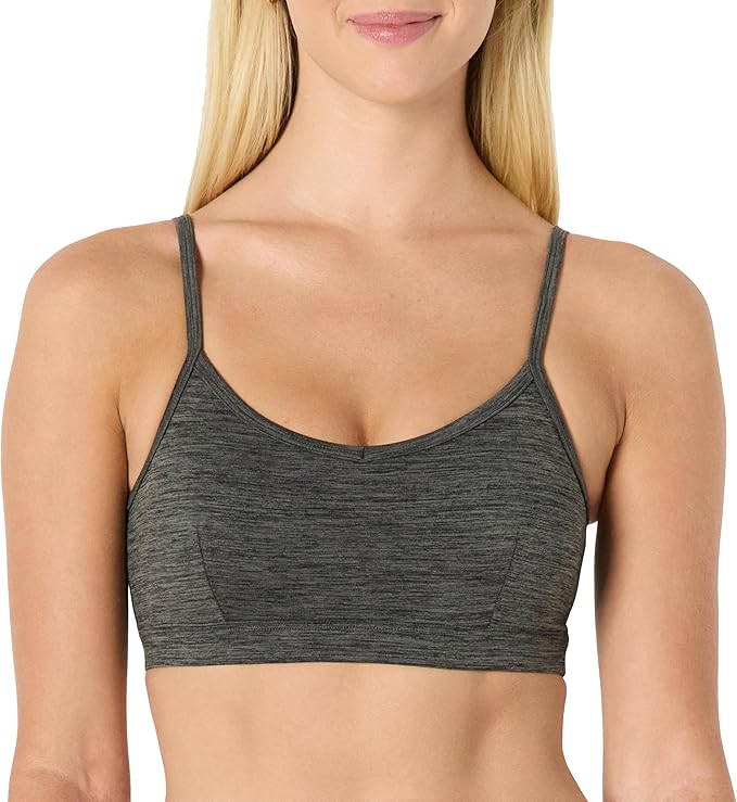Amazon Essentials Women's Active FormFlex Buttery Soft Light Support Heathered Spaghetti Strap Yoga Sports Bra
