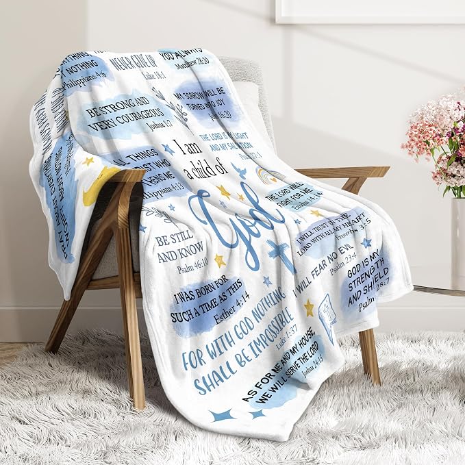 Baptism Gifts for Boys, Christian Blanket, Teen Boy Gifts Trendy Stuff | Christian Birthday Gifts for Teen Boys, Men, I Am a Child of God Blanket, First Communion Gifts for Boys (50 * 60)