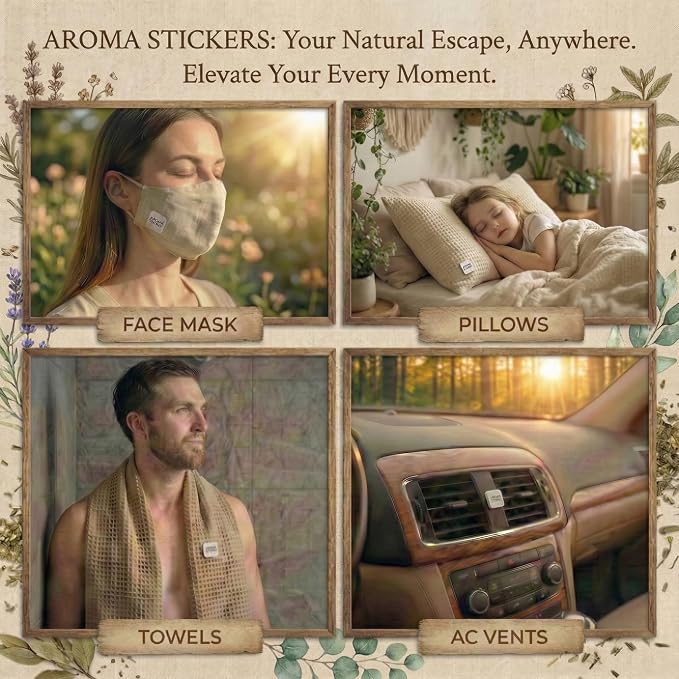 AROMA STICKERS® (Yuzu, Pack of 1) - 100% Natural Essential Oil Mask Stickers for Face Mask & Pillow (12 Stickers/pc) -Pure Essential Oil Scented Mask Patch/Personal Aroma/Relaxing