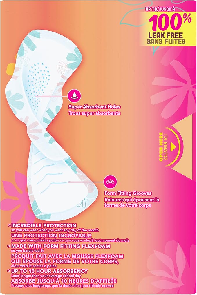 Always Radiant Teen Pads, Size 1, Regular, with Wings, Unscented, 126 Count, Pakc of 3