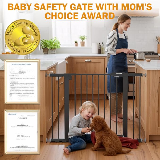 Mumeasy 29.7-43" Baby Gate for Stairs & Doorways, Pressure Mounted Dog Gate