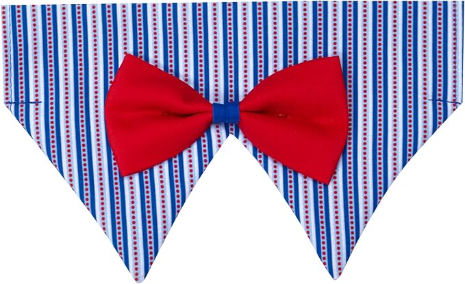 Blueberry Pet Iconic High Street Fashion Adjustable Dog Bandana Collar with Bow Tie, Medium, Neck 14.5"-20"