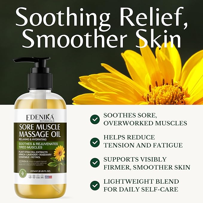 Maximum Strength Sore Muscle Massage Oil for Massage Therapy with Pure Arnica, Deep Muscle Tension Relief & Joint Comfort Rub, Enhancing Circulation & Warming, 2-Pack