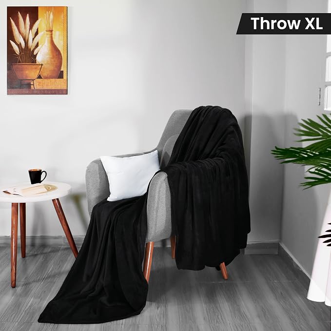 Utopia Bedding Soft Fleece Bed Blanket Throw XL Size Black (50x70 Inch) | Microfiber Plush Warm Lightweight Breathable Cozy Blanket Anti-Static, All Season Use, Gift for Women and Men