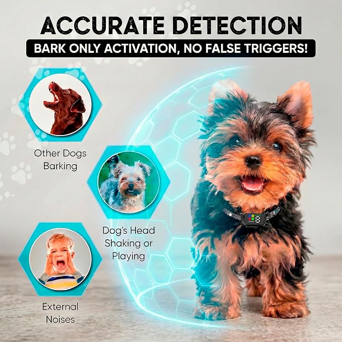 2 Pack Bark Collar for Small Dogs 5-15 lbs and Puppies - No Shock Anti Barking Collar - Rechargeable Smart Collar for Dog Training with 7 Sensitivity Levels and 3 Beep&Vibration Modes
