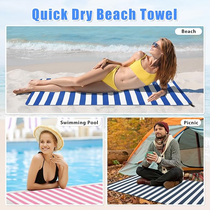 Sfee 2 in 1 Microfiber Oversized Beach Towel, Quick Dry Towel Travel Camping Towel Super Absorbent Compact Lightweight Sports Gym Towels for Beach,Gym, Hiking, Pool, Backpacking, Bath, Yoga