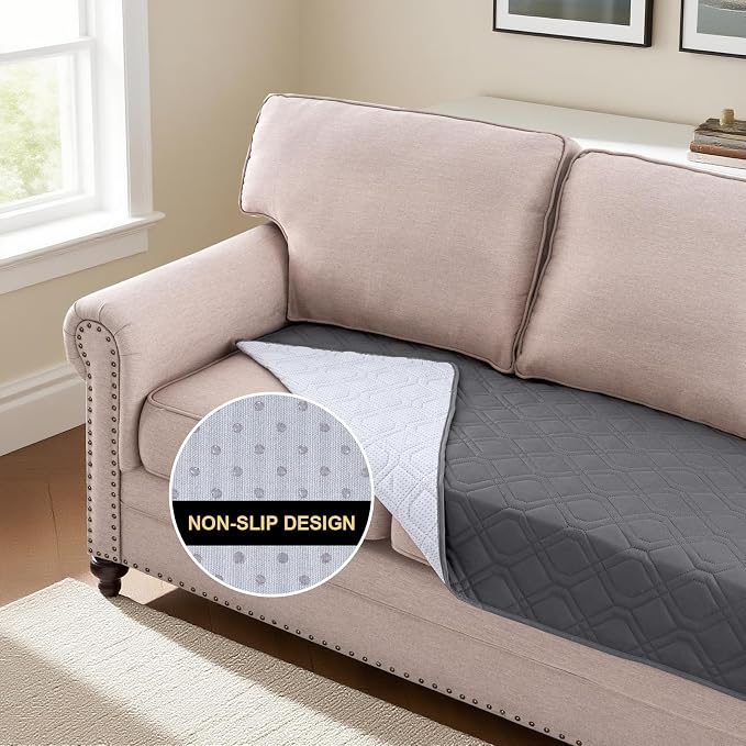 PrinceDeco Couch Cover for Dogs Waterproof Blanket Sofa Covers Washable Bed Cover for Dog Anti-Slip Sofa Slipcover for Furniture Sofa, Crate, RV Seats,Car, Pet,52x82 Inch,Grey