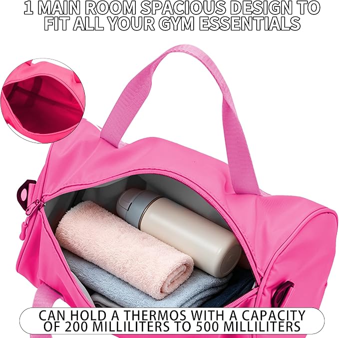 Ballet Dance Bag Mini Gym Bag Lightweight Small Duffle Bag 10L Cute Crossbody Bag for Yoga Swimming Sport (RoseRed)