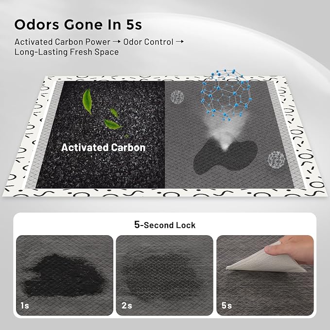 ZOMISIA Charcoal Puppy Pee Pads for Dogs Extra Large, 28"x34" 50 Counts + 1 Extra Health Monitoring Pad - XL Dog Potty Training Pads Disposable, Odor-Control, Super Absorbent & Leak-Proof
