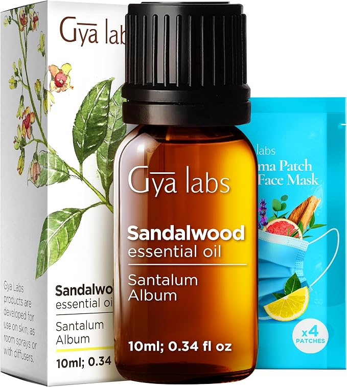 Sandalwood Essential Oils for Diffuser & Bergamot Oil for Hair Set - Aromatherapy Grade Essential Oils Set - 2x0.34 fl oz - Gya Labs