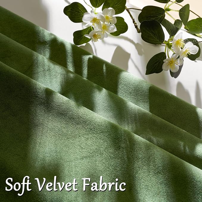 GIGIZAZA Olive Green Velvet Throw Pillow Covers 22x22 Pack of 2 | Decorative Pillows for Couch Sofa,280gsm Soft Textured Fabric,Modern Square Pillowcases,Luxury Cushion Covers