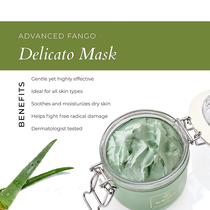 Borghese Advanced Fango Delicato Mud Mask - Hydrating Face Mask with Kaolin Clay, Aloe, Hydrolyzed Collagen & Hyaluronic Acid for Normal & Dry Skin