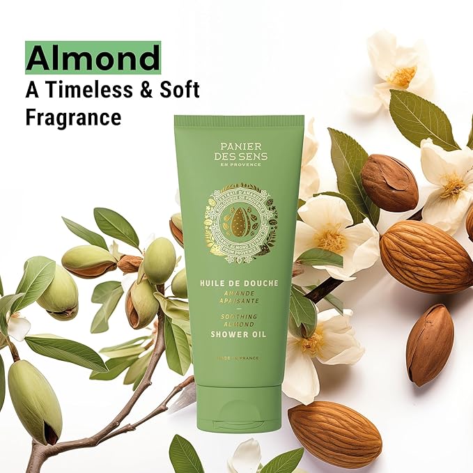 Panier des Sens - Almond Moisturizing Body Wash for Women & Men - Gentle Shower Gel with 96% Natural Ingredients for Normal & Sensitive Skin - Body Care Made in France, SLS Free, Vegan - 6.8 Fl Oz