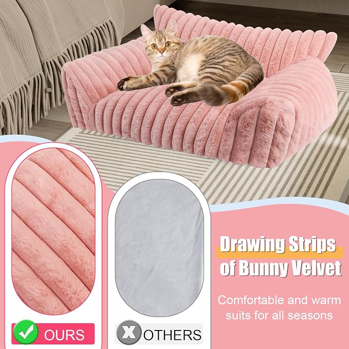 Dog Beds for Small Dogs,Cat Dog Couch Bed for Indoor Cats, Dog Sofa,M,Pink | Dog Couch Bed with Removable Washable Cover,Cute Fluffy Pet Sofa Cat Couch Bed,Washable Dog Bed Medium Large Size Dog