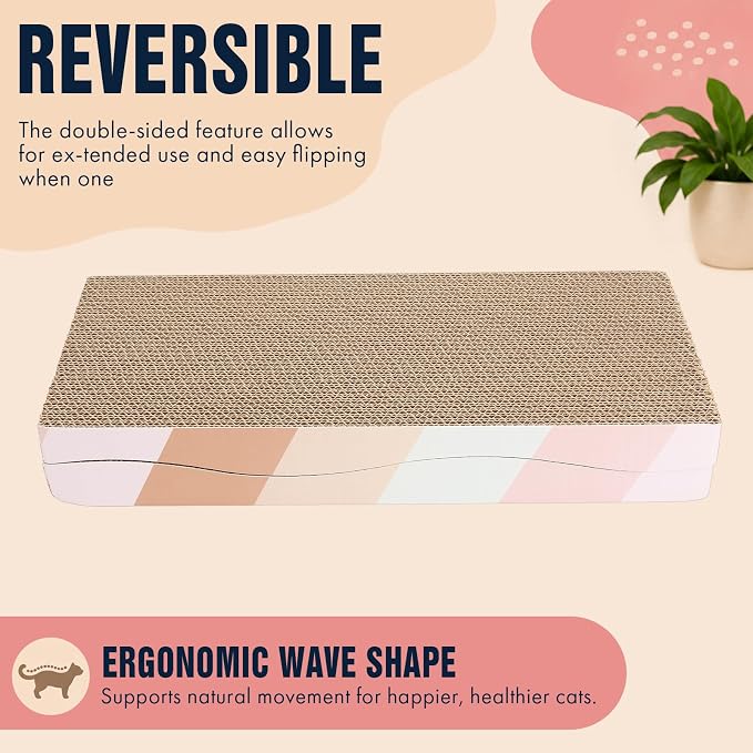 SIDAZON Cat Scratching Board cat Scratcher Cat Scratch Pad Cardboard cat scratchers for Indoor Cats Reversible Large Wide Corrugated with Catnip(2pcs) (Pack of 2)