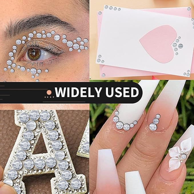 3555pcs Self Adhesive Face Gems for Makeup, Festival Jewels, Hair Gems, Rhinestone Stickers for Face, Eye, Makeup, Nail, Body, Crafts 5sheets (white-3/4/5/6/8mm)