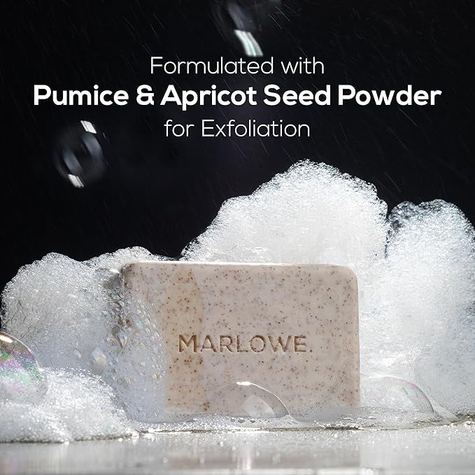 MARLOWE. No. 102 Body Scrub Soap 7 oz, Cedarwood & Sea Salt, Exfoliating Soap Bar with Shea Butter, Olive Oil & Green Tea Extracts, Cleanses, Smooths & Revitalizes Skin, Fresh & Zesty Scent