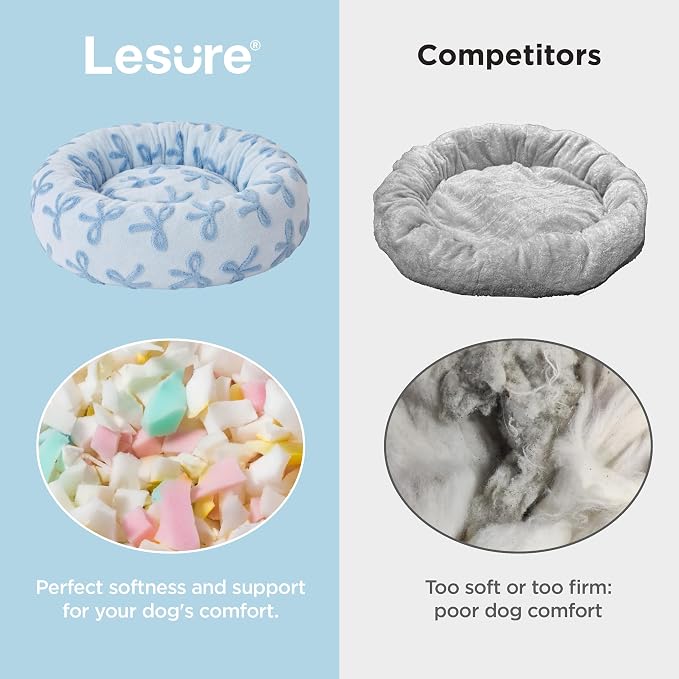 LE SURE Shown on TV Jacquard Donut Cute Small Dog Beds,Ice Melt 23x23x7in | Orthopedic Calming Cat Sofa Indoor,Original Design Pattern,Washable Cover,Home Decor as Gift for Pet ,Anti Slip Bottom