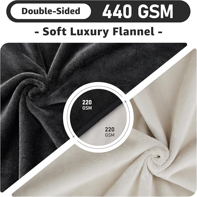LOOBANI Waterproof Blanket for Queen Bed, Reversible Flannel 80"x90", Black | Waterproof Dog Blankets for Large Dogs, Spill-Proof Couch Cover for Family Movie Nights, Camping, Travel, Noise Free