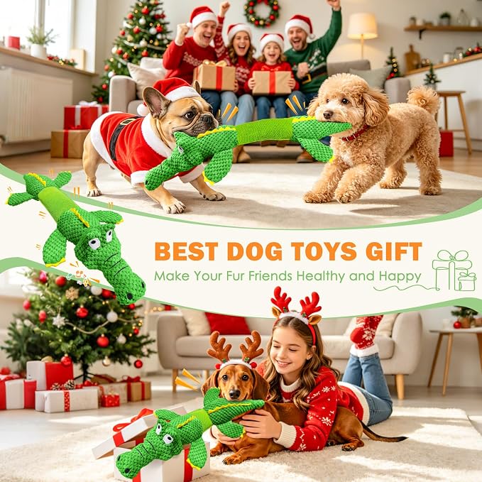 WOWBALA Dog Squeaky Toys Stretchable Crocodile for Interactive Tug of War