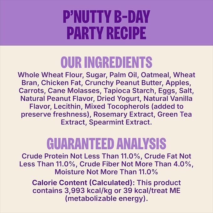 Wellness Old Mother Hubbard Milk Bar P'Nutty B-Day Party Dog Biscuits, Natural Treats, Peanut Butter Flavor with Birthday Icing, 10 oz Bag