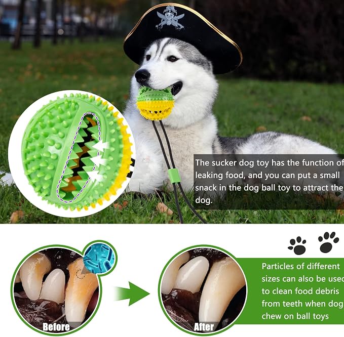 Askhald Dog Toys, Dog Chew Toys for Aggressive chewers, Puppy Training Treats Teething Rope Toys for Boredom, Puzzle Treat Food Dispensing Ball for Puppies Teething Small Dogs (Green)