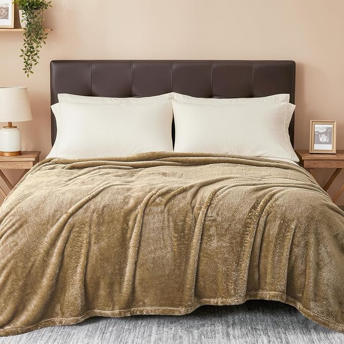 Exclusivo Mezcla Fuzzy Plush Fleece Bed Blanket King Size, Brown | 104x90 Inches, Super Soft and Cozy Bed Blanket, Fluffy Decorative Bedding for Livingroom, Bedroom, All Season