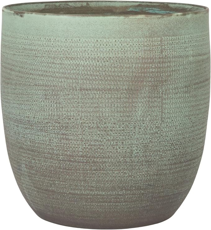 Creative Co-Op Matte Aqua Green Textured Stoneware Planter