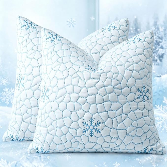 Artscope 22x22 Cooling Throw Pillow Inserts (Pack of 2) - Synthetic Down Alternative Pillow Forms, Ultra Soft Fluffy Cushion Inserts with Cooling Cover for Decorative Pillows on Couch Sofa & Bed