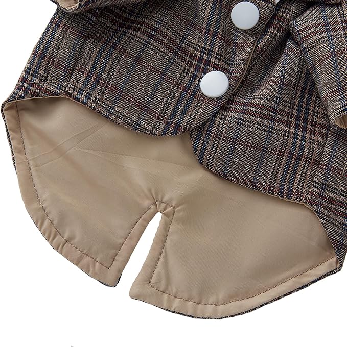 GabeFish Pets Wedding Jackets Suit for Dogs with Bow Tie Puppy Cat Formal Clothes Shirt Tuxedo (Brown, S (Chest 12.9in/33cm))