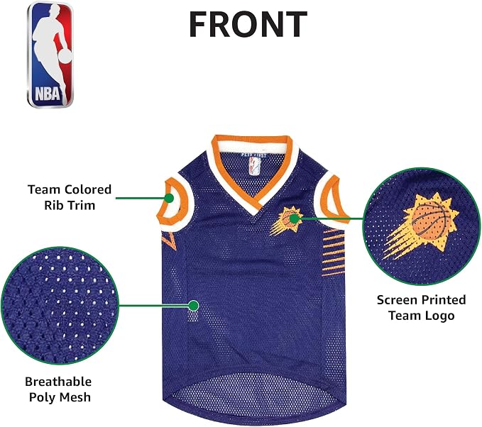 NBA PHOENIX SUNS DOG Jersey, Large - Tank Top Basketball Pet Jersey
