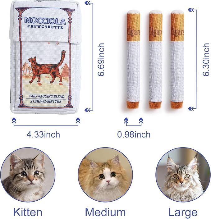 Nocciola 3 Pack Catnip Toys for Cats, Funny Cat Toys Filled with 100% Pure Organic Catnip, Safe Kitten Teething Chew and Kicker Toys, Stress Relieving Fun for Indoor Cats